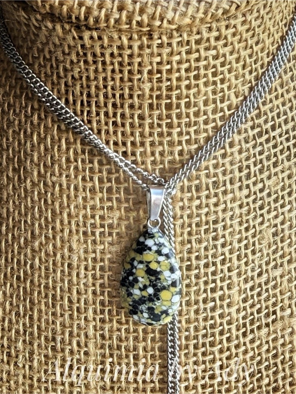 Yellow & Black Pendant Necklace